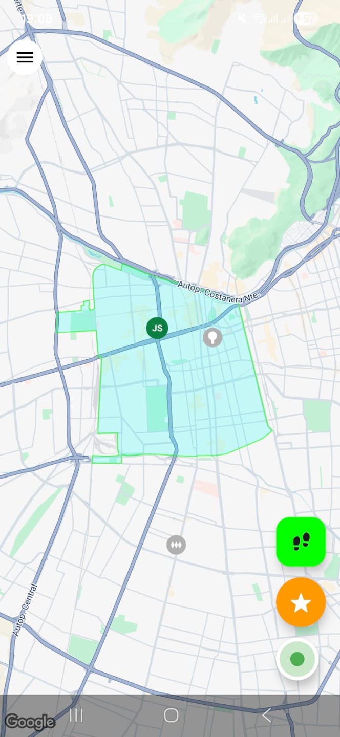 Footprints en acción — mapa con zonas y lugares